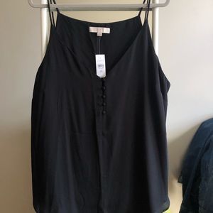 NWT Loft Plus Black Button-Down Shell Tank
